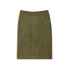 Straight slit suede texture mid skirt half skirt for women