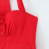 Fashionable slim fit French retro neck button up dress for women
