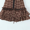 Plaid waist cinching strap short strapless dress for women