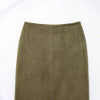 Straight slit suede texture mid skirt half skirt for women