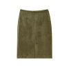 Straight slit suede texture mid skirt half skirt for women